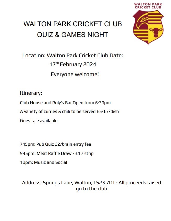 Walton Cricket Club Games Night 